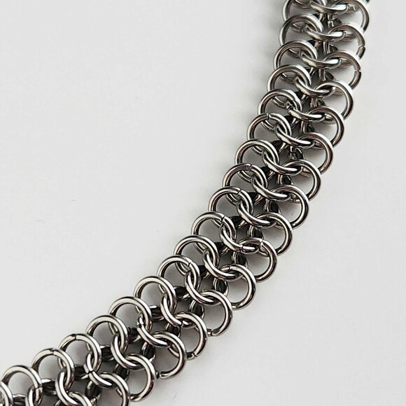 Gothic Medieval silver chainmail choker necklace - Picture 3 of 9